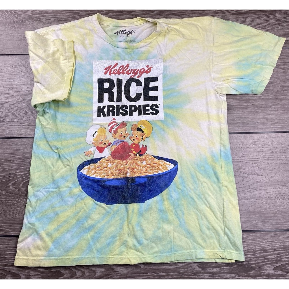 Kelloggs Men's Rice Krispies Snap Crackle Pop Graphic T Shirt Tie Dye Size Small